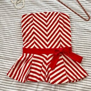Red striped peplum top